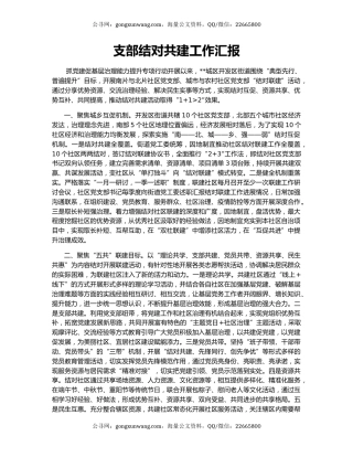 支部结对共建工作汇报