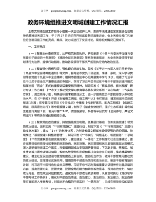 政务环境组推进文明城创建工作情况汇报