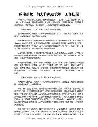 政府系统“能力作风建设年”工作汇报