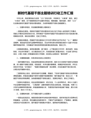 新时代基层干部主题培训行动工作汇报