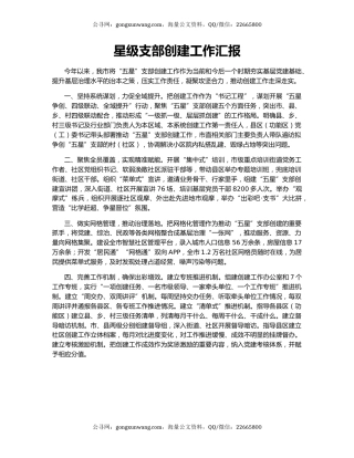 星级支部创建工作汇报