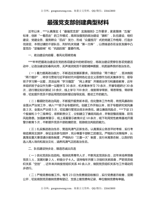 最强党支部创建典型材料