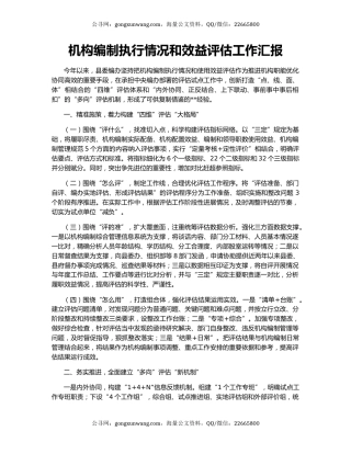 机构编制执行情况和效益评估工作汇报