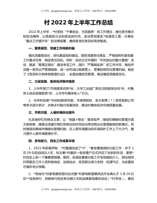 村2022年上半年工作总结