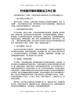 村党委开展环境整治工作汇报