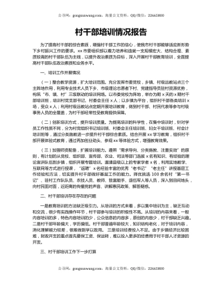 村干部培训情况报告