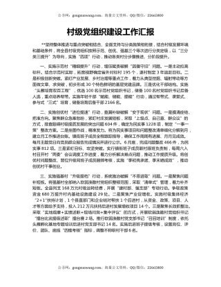 村级党组织建设工作汇报