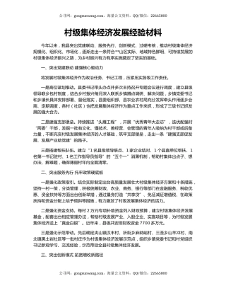 村级集体经济发展经验材料