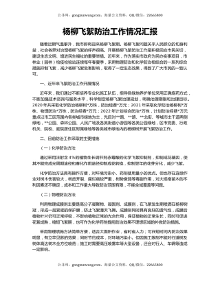 杨柳飞絮防治工作情况汇报