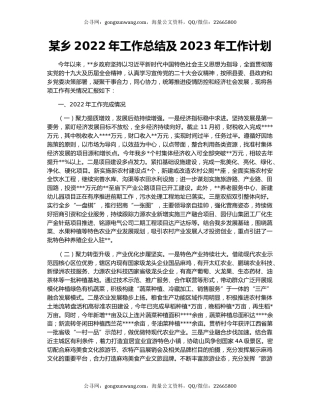 某乡2022年工作总结及2023年工作计划