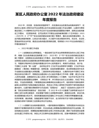 某区人民政府办公室2022年法治政府建设年度报告