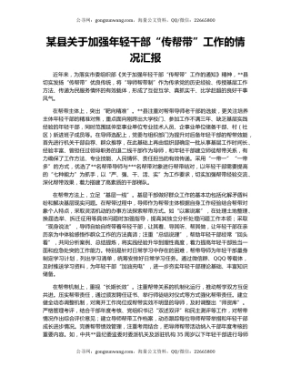 某县关于加强年轻干部“传帮带”工作的情况汇报