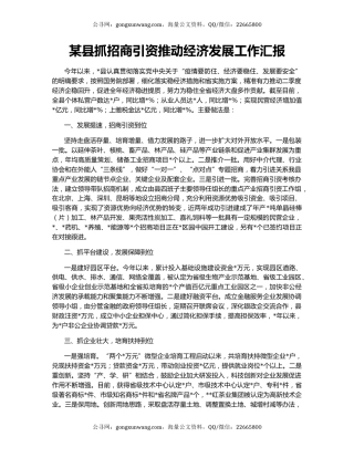 某县抓招商引资推动经济发展工作汇报