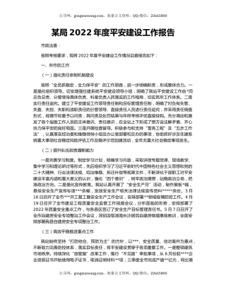 某局2022年度平安建设工作报告