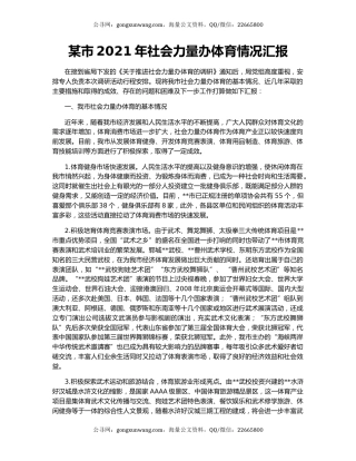 某市2021年社会力量办体育情况汇报