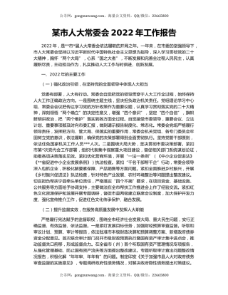 某市人大常委会2022年工作报告