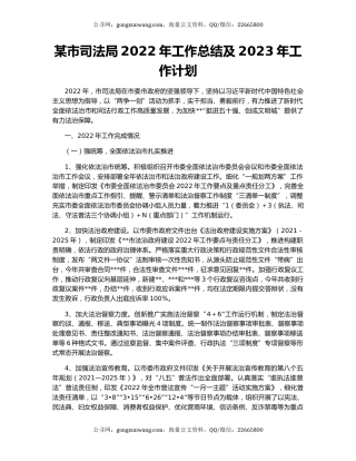 某市司法局2022年工作总结及2023年工作计划