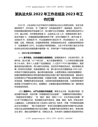 某执法大队2022年工作总结及2023年工作打算