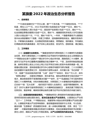 某旗委2022年政治生态分析报告