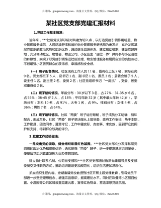 某社区党支部党建汇报材料