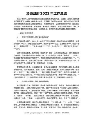 某镇政府2022年工作总结