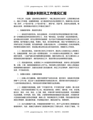 某镇水利防汛工作情况汇报