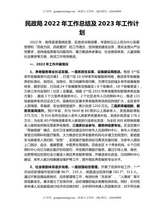 民政局2022年工作总结及2023年工作计划