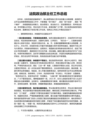 法院政治部主任工作总结