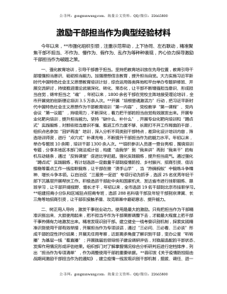 激励干部担当作为典型经验材料