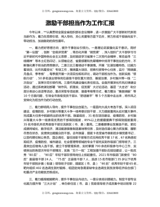 激励干部担当作为工作汇报（2）