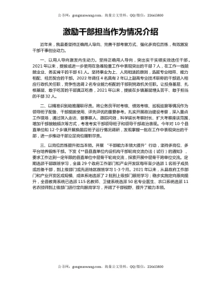 激励干部担当作为情况介绍