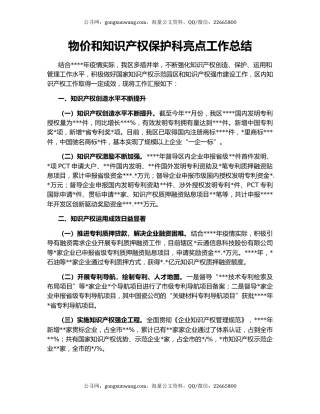 物价和知识产权保护科亮点工作总结