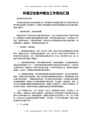 环境卫生集中整治工作情况汇报