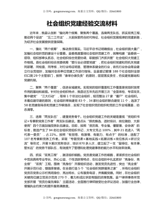 社会组织党建经验交流材料