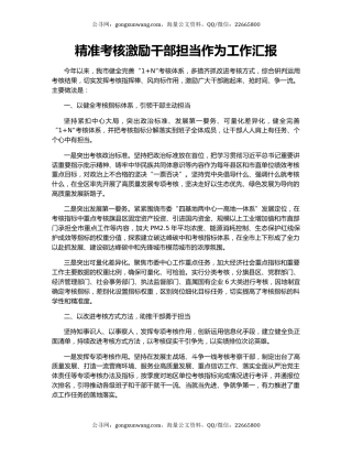 精准考核激励干部担当作为工作汇报