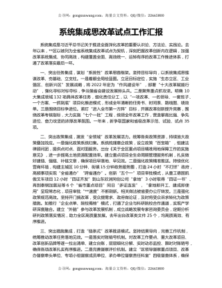 系统集成思改革试点工作汇报