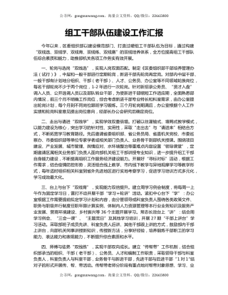 组工干部队伍建设工作汇报