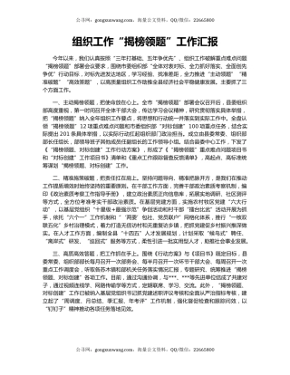 组织工作“揭榜领题”工作汇报