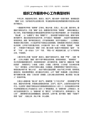 组织工作服务中心工作典型材料