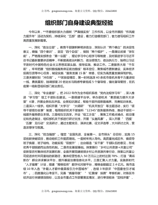 组织部门自身建设典型经验