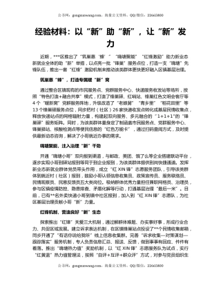经验材料：以“新”助“新”，让“新”发力