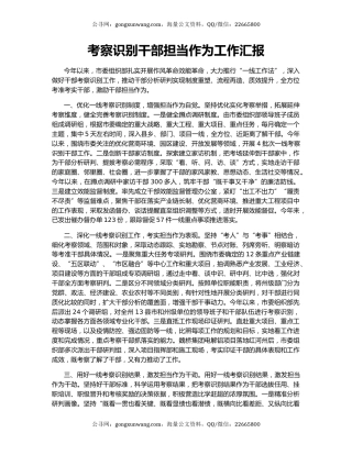 考察识别干部担当作为工作汇报