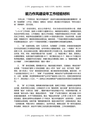 能力作风建设年工作经验材料