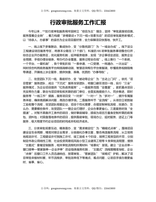 行政审批服务工作汇报