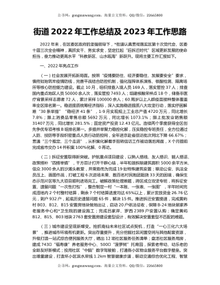 街道2022年工作总结及2023年工作思路（2）