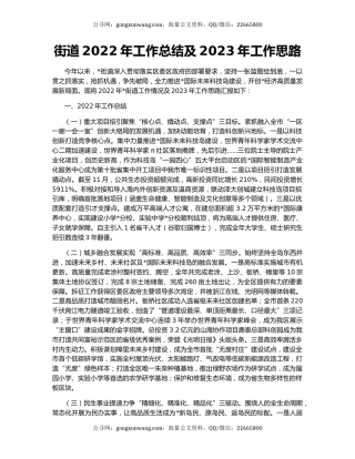 街道2022年工作总结及2023年工作思路（9）
