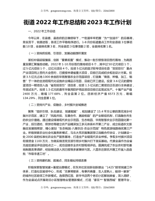 街道2022年工作总结和2023年工作计划（2）