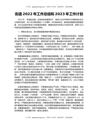 街道2022年工作总结和2023年工作计划（5）