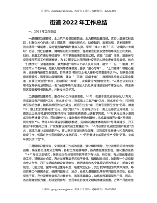 街道2022年工作总结（2）