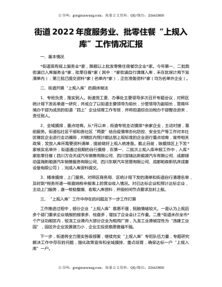 街道2022年度服务业、批零住餐“上规入库”工作情况汇报
